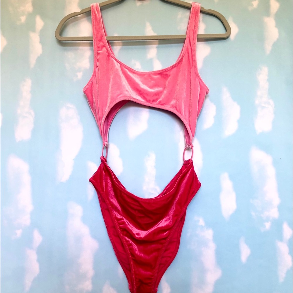 Kendall & Kylie Velvet Cabana Ring One Piece Swim